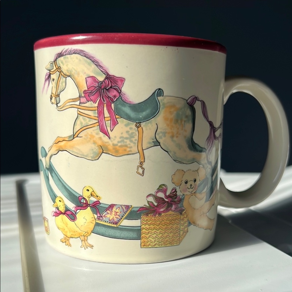 Vintage Rocking Horse Mug with Pink Accents 1987 Marvelous Mugs